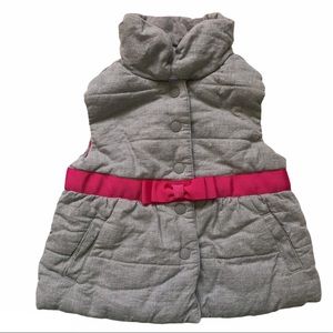 Janie and Jack Grey Puffer Vest Bow Detail 6-12M